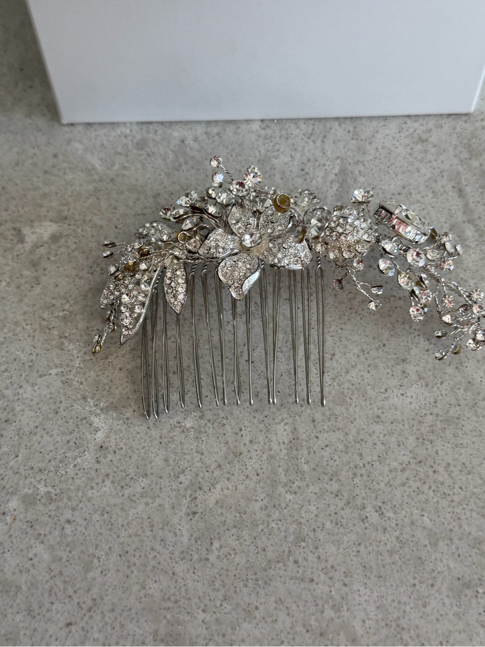 Crystal Floral Hair Comb - Silver Bridal Hair Accessory